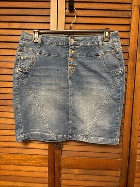 ellos Blue Washed Denim Pencil Skirt
